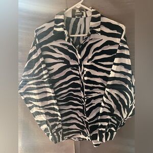 Express Black and White Zebra Print Shirt size S with stretch,